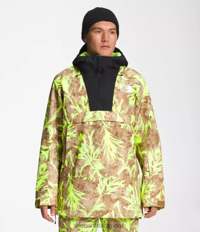 The North Face anorak silvani hombres ropa 00TVT1121 impresión de pincel marrón utilitario/tnf negro