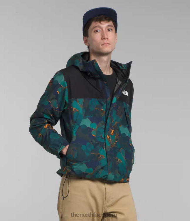 The North Face chaqueta anora hombres ropa 00TVT281 Estampado de textura de camuflaje azul marino Summit/tnf negro