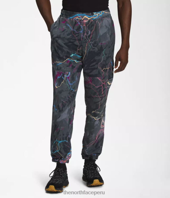 The North Face pantalones fáciles de nailon tnf hombres ropa 00TVT487 impresión tnf black trail resplandor