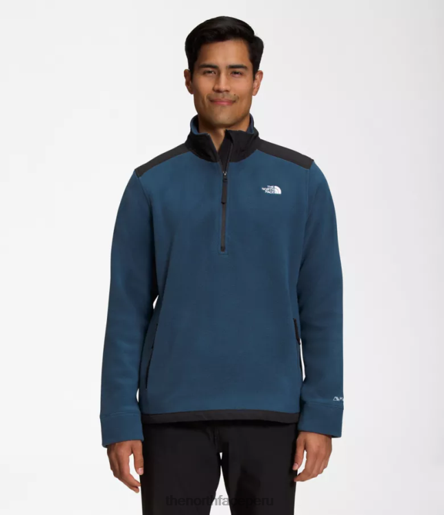 The North Face polartec alpino 200 -zip hombres ropa 00TVT356 azul sombreado/negro tnf