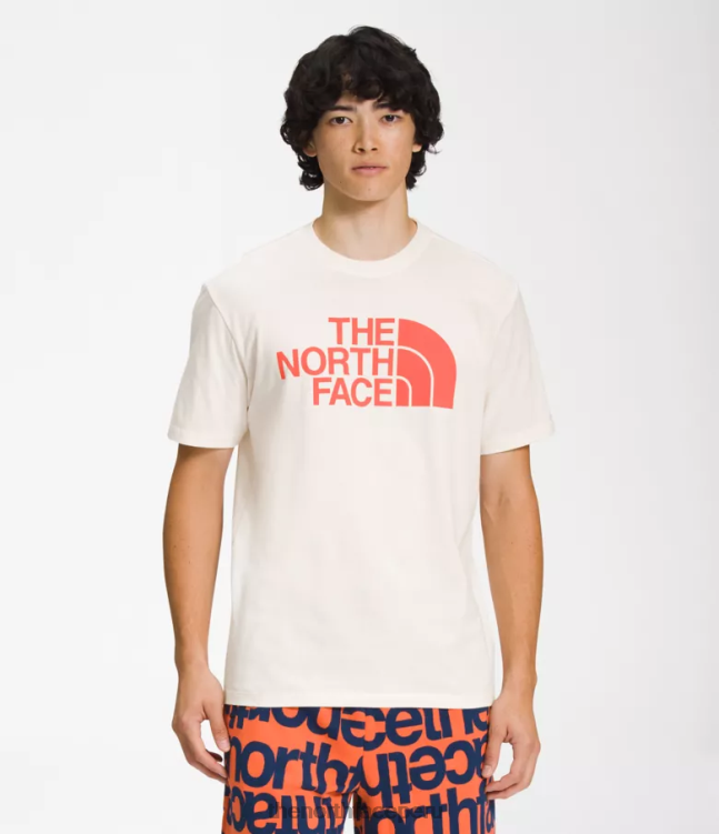 The North Face camiseta de manga corta con media cúpula hombres ropa 00TVT1301 gardenia blanco/naranja retro