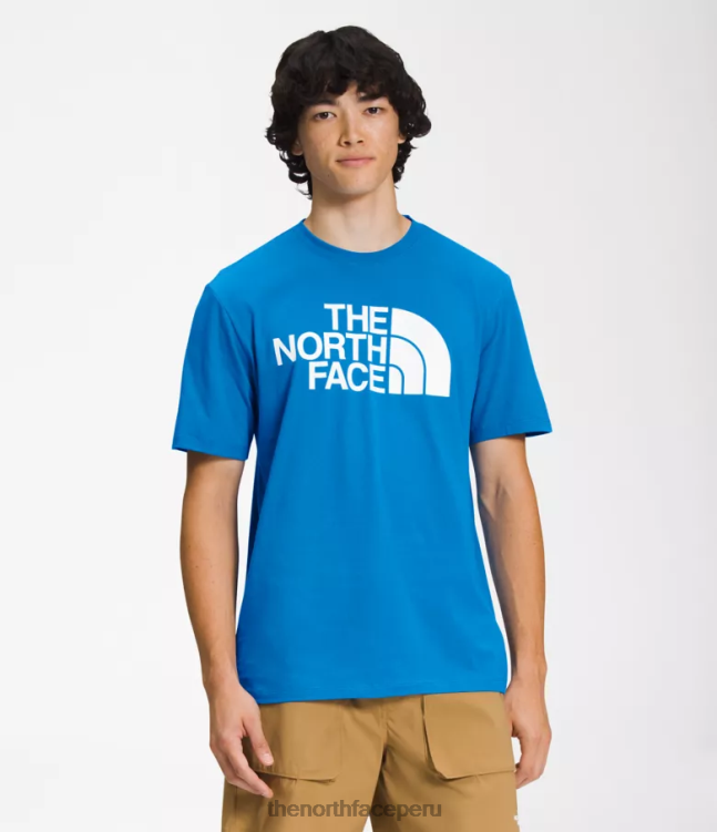 The North Face camiseta de manga corta con media cúpula hombres ropa 00TVT1302 azul súper sónico