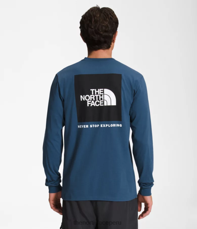 The North Face camiseta de manga larga con caja nse hombres ropa 00TVT1207 azul sombreado/negro tnf