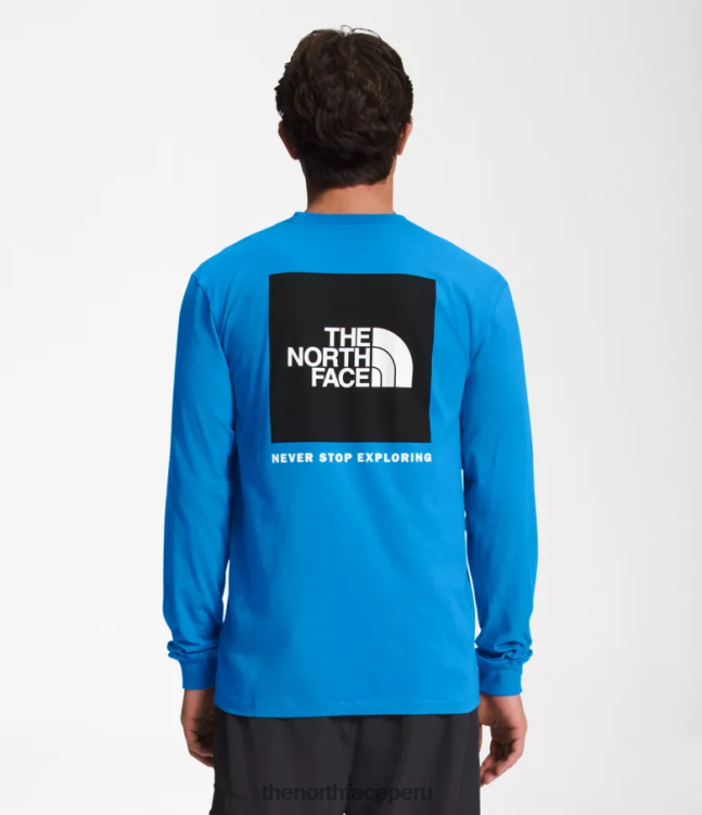 The North Face camiseta de manga larga con caja nse hombres ropa 00TVT1208 azul supersónico/negro tnf
