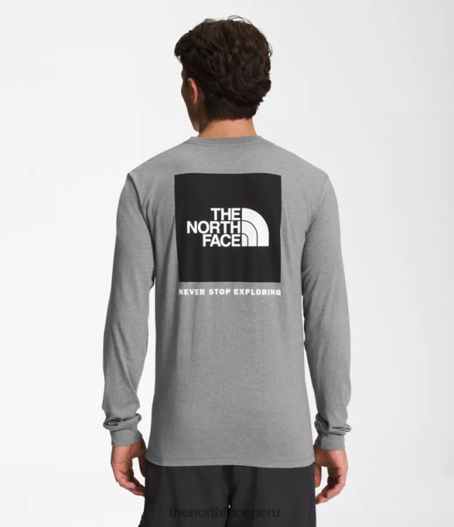 The North Face camiseta de manga larga con caja nse hombres ropa 00TVT1209 tnf gris medio jaspeado/tnf negro