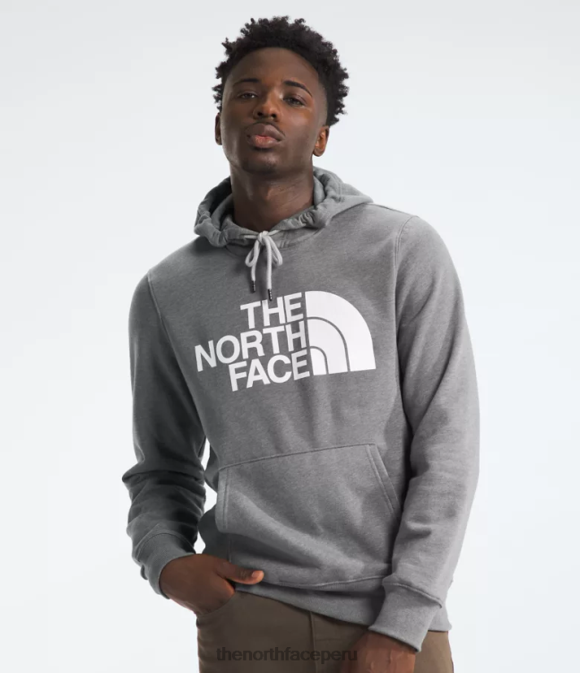 The North Face sudadera con capucha y media cúpula hombres ropa 00TVT104 tnf gris medio jaspeado/tnf blanco