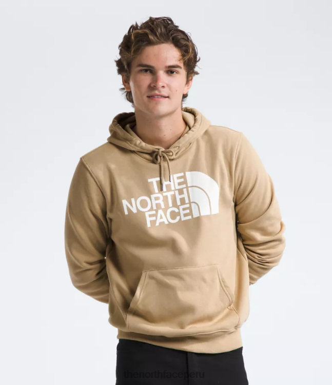 The North Face sudadera con capucha y media cúpula hombres ropa 00TVT108 caqui piedra/tnf blanco