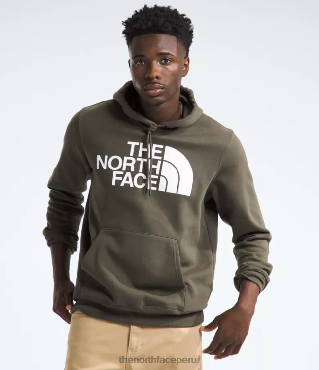 The North Face sudadera con capucha y media cúpula hombres ropa 00TVT113 nuevo verde topo