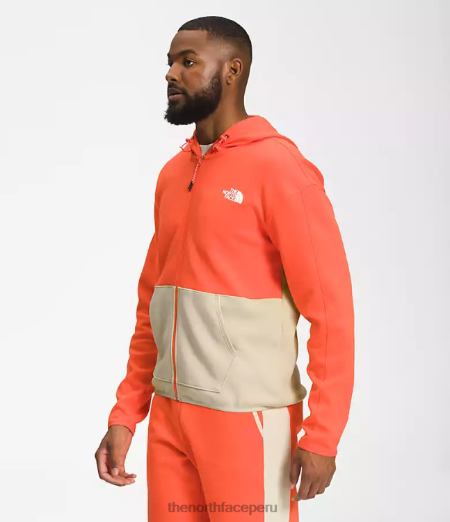 The North Face tnf tech sudadera con capucha y cremallera completa hombres ropa 00TVT208 grava/naranja retro