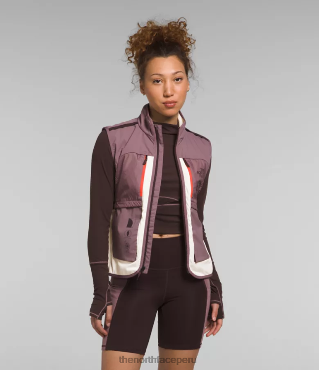 The North Face chaleco flash cálido de invierno trailwear mujer ropa 00TVT1141 blanco gardenia/gris leonado