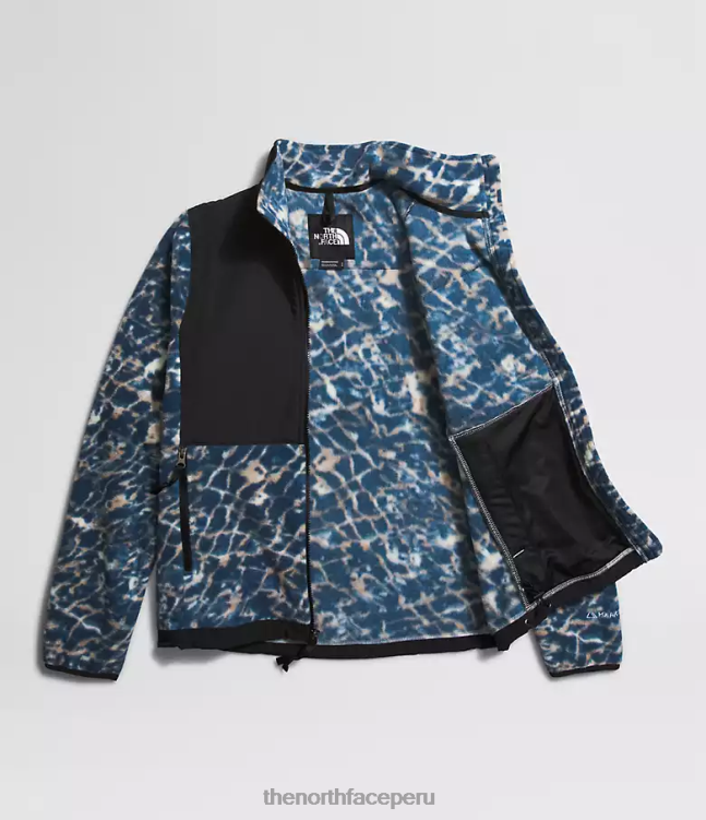 The North Face chaqueta denali mujer ropa 00TVT146 Bígaro polvoriento distorsión del agua letra pequeña/cumbre azul marino
