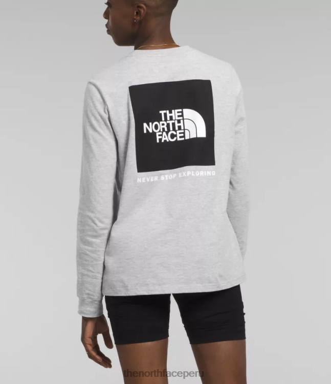 The North Face camiseta de manga larga con caja nse mujer ropa 00TVT679 tnf gris claro jaspeado