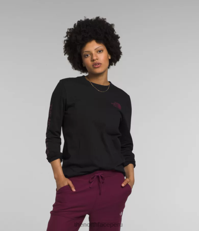 The North Face camiseta de manga larga con estampado gráfico mujer ropa 00TVT1094 tnf negro/mora
