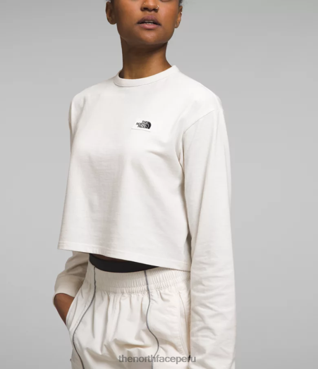 The North Face camiseta de manga larga con parche tradicional mujer ropa 00TVT851 gardenia blanca