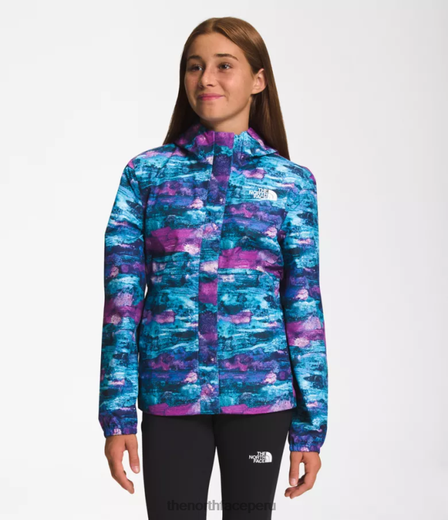 The North Face chaqueta de lluvia anora niños ropa 00TVT754 estampado de múltiples tintes tnf de flor de cactus púrpura