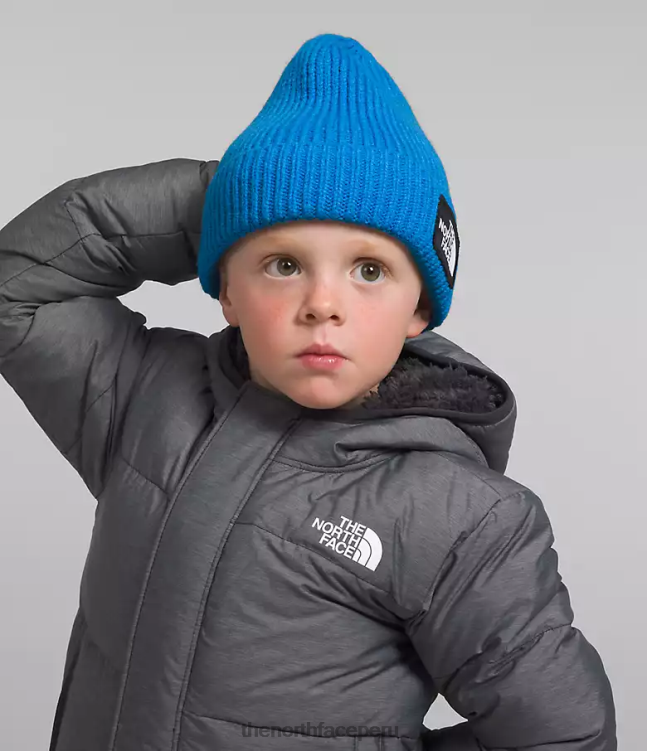 The North Face gorro con puños y logo de tnf niños accesorio 00TVT77 azul optico