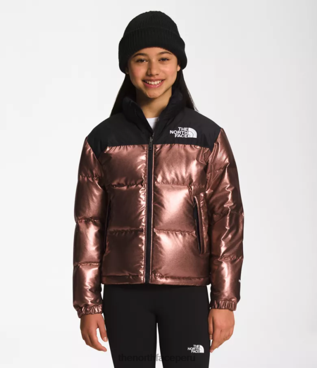 The North Face chaqueta nuptse retro estampada 1996 niños ropa 00TVT687 roble oscuro metalizado
