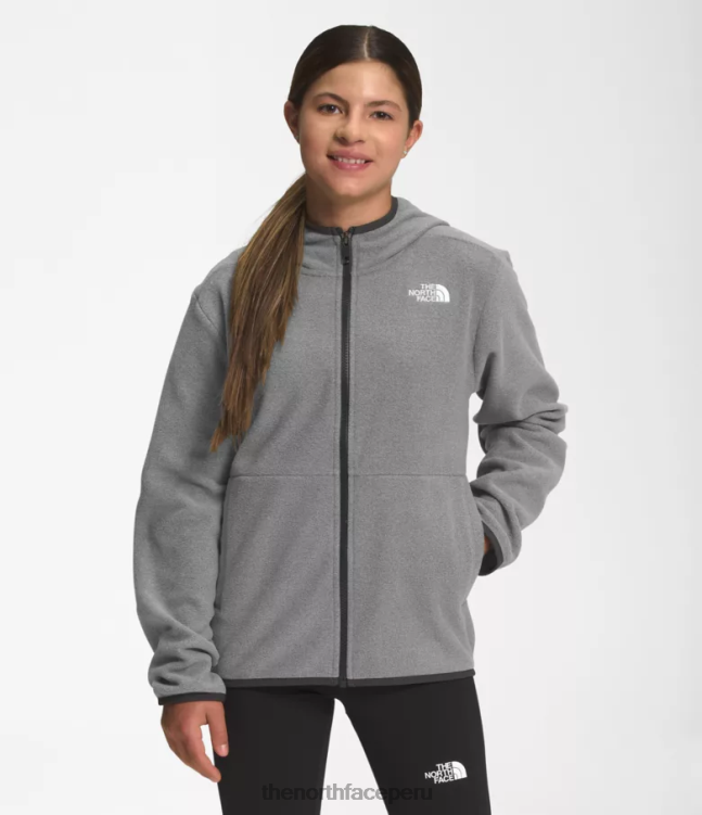 The North Face chaqueta con capucha y cierre completo Glacier niños ropa 00TVT519 tnf gris medio jaspeado