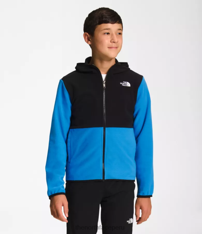 The North Face chaqueta con capucha y cierre completo Glacier niños ropa 00TVT522 azul súper sónico