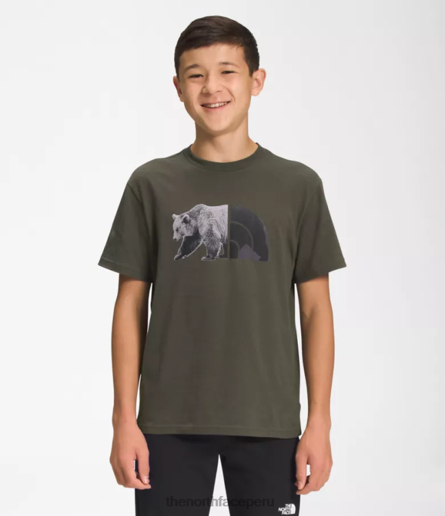 The North Face camiseta gráfica de manga corta niños ropa 00TVT1056 nuevo verde topo/negro tnf