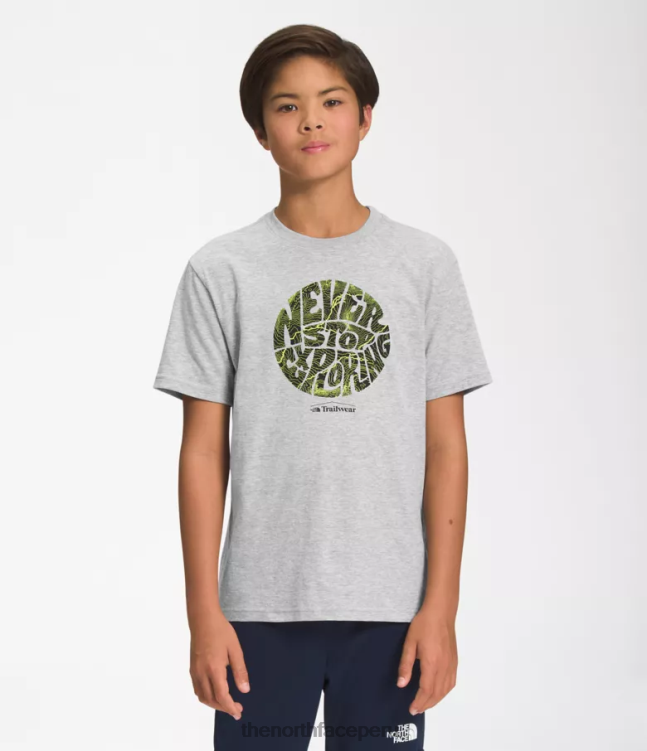The North Face camiseta gráfica de manga corta niños ropa 00TVT1057 tnf gris claro jaspeado/led amarillo
